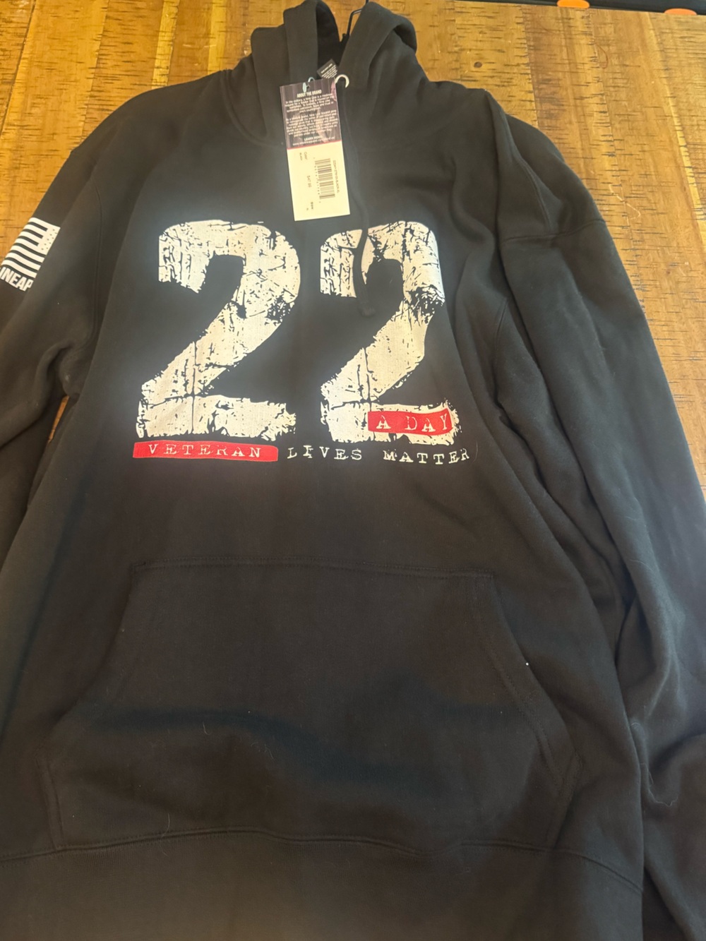 Nine Line XL Men's Black '22 A Day' Veteran Lives Matter Graphic Hoodie
